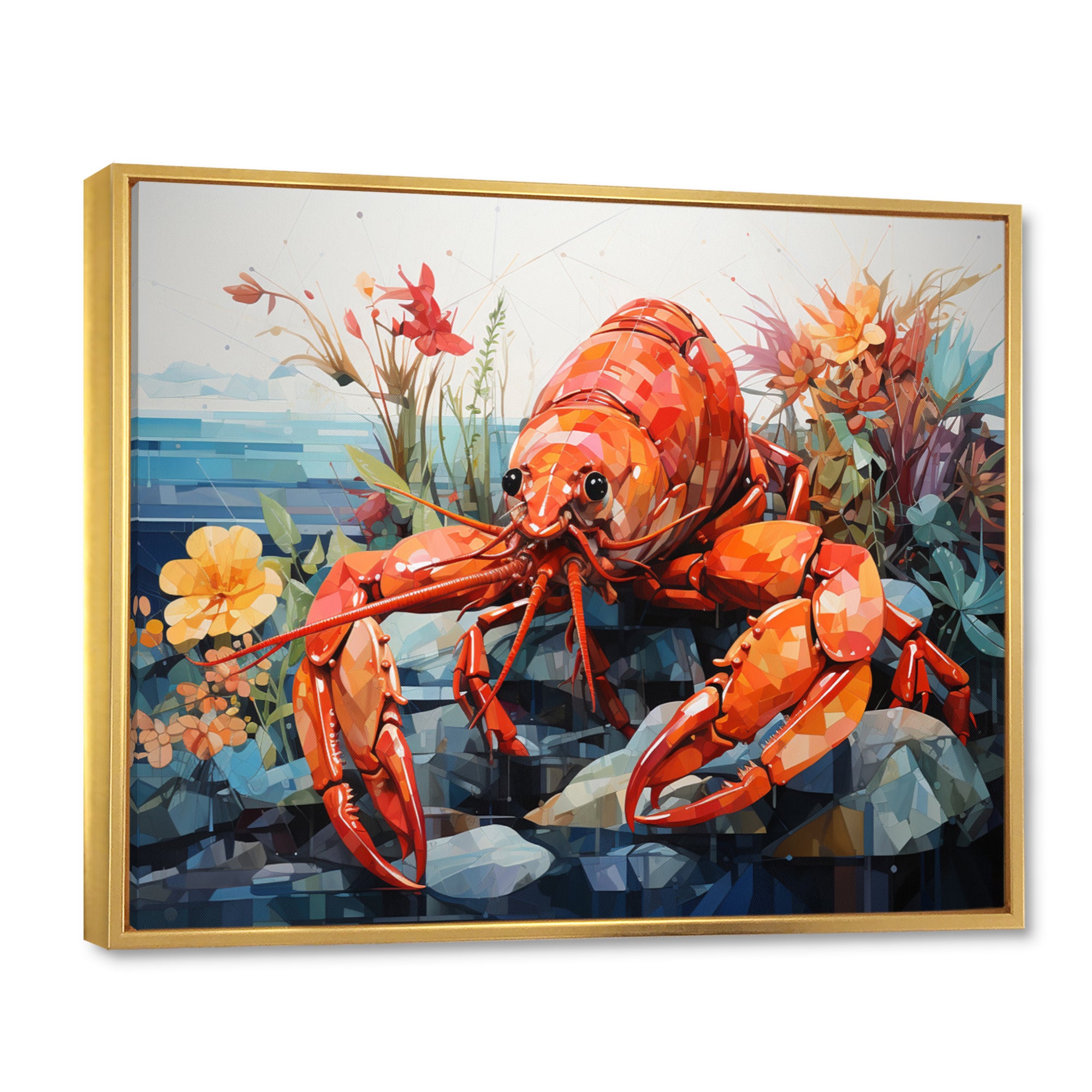 Coral Yellow Lobster Grace Geometric - Coral Lobster Wall Art