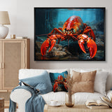 Red Lobster Under Warter - Lobster Framed Canvas Art