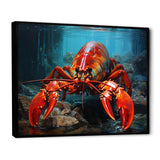 Red Lobster Under Warter - Lobster Framed Canvas Art