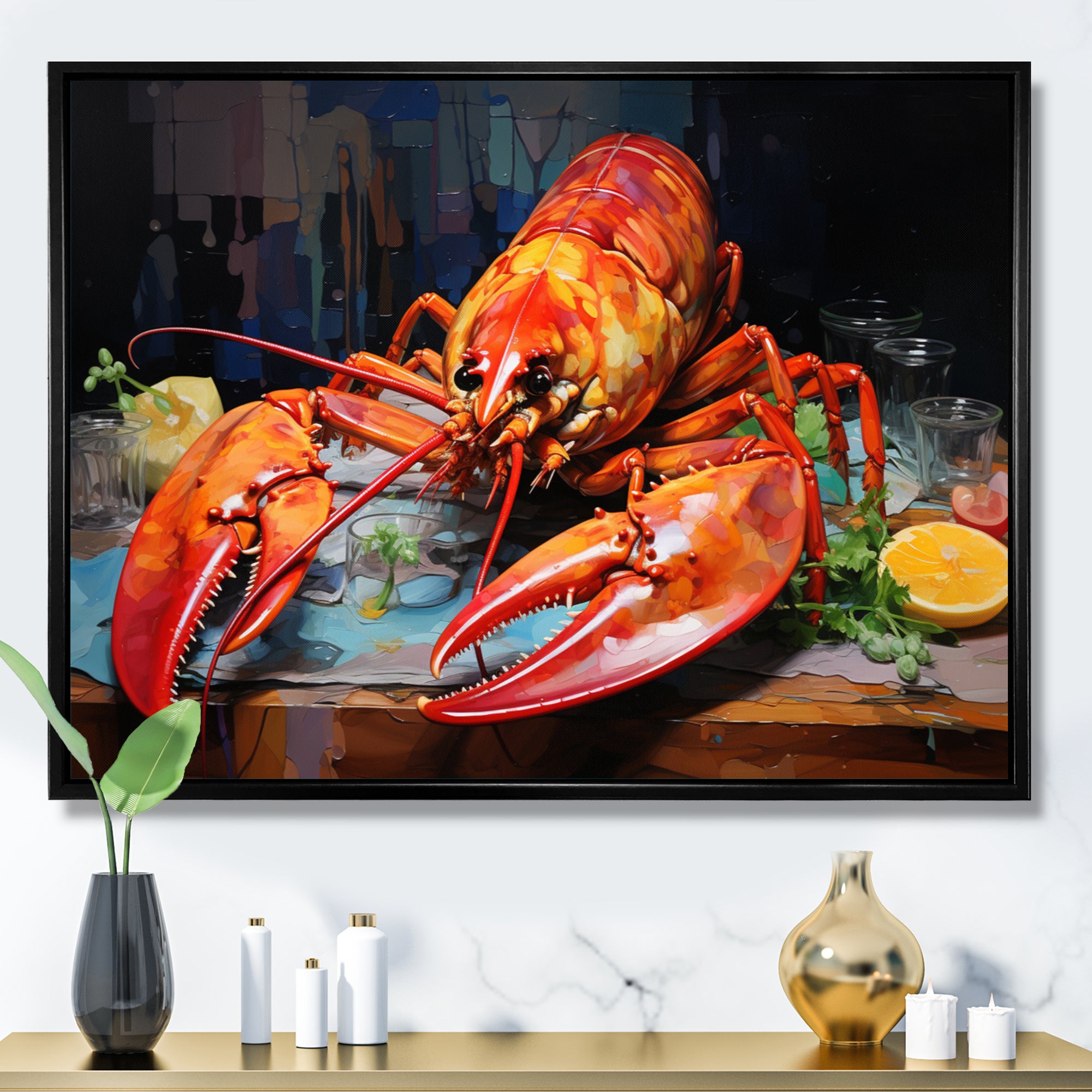 Red Lobster Meal - Lobster Large Canvas Wall Art