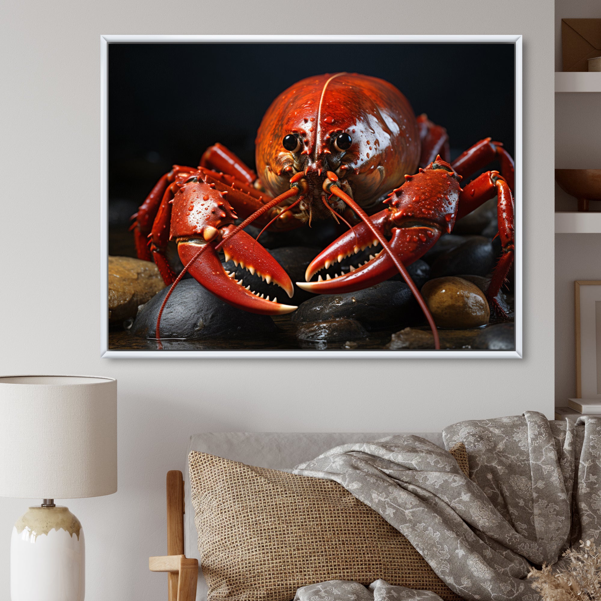 Coral Black Lobster Portrait - Lobster Home Decor Art