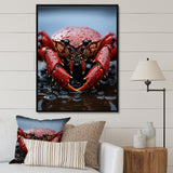 Coral Grey Lobster Portrait Vibrant - Lobster Living Room Wall Art