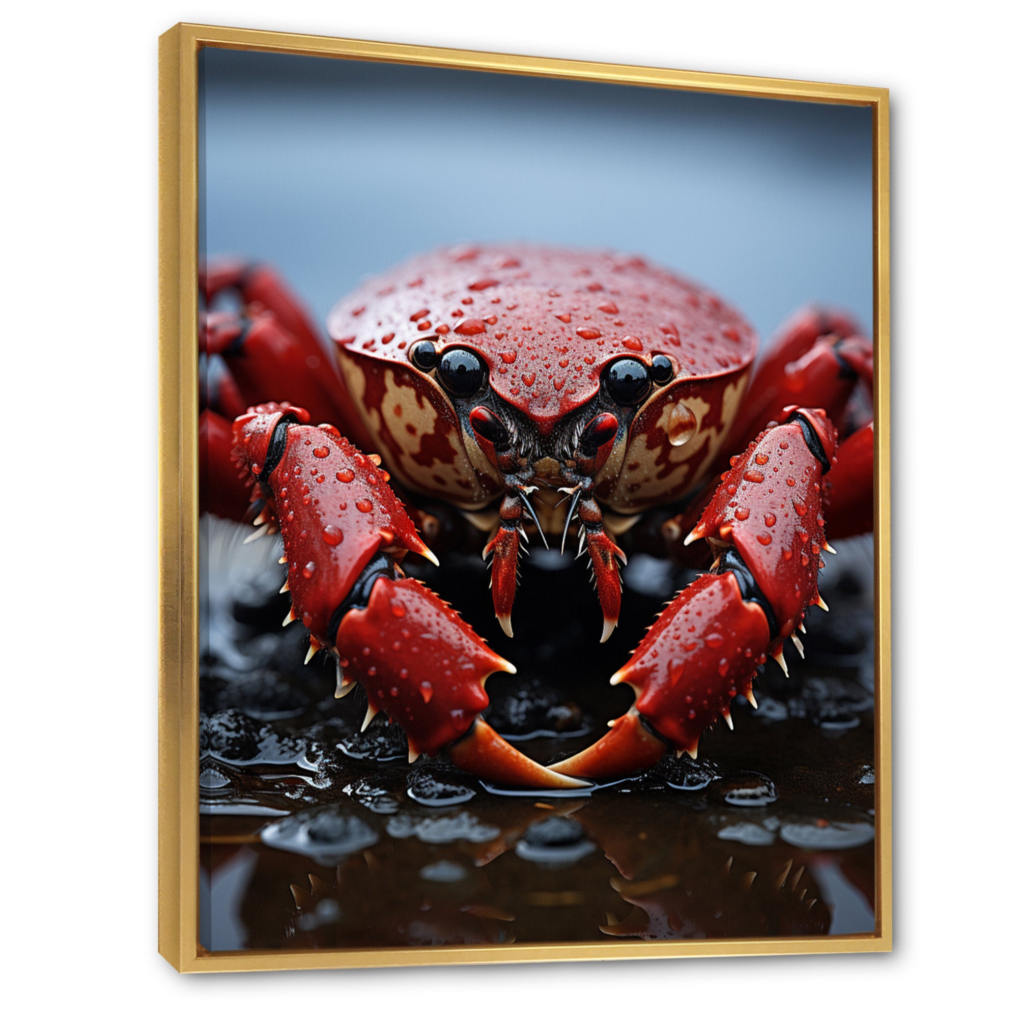 Coral Grey Lobster Portrait Vibrant - Lobster Living Room Wall Art