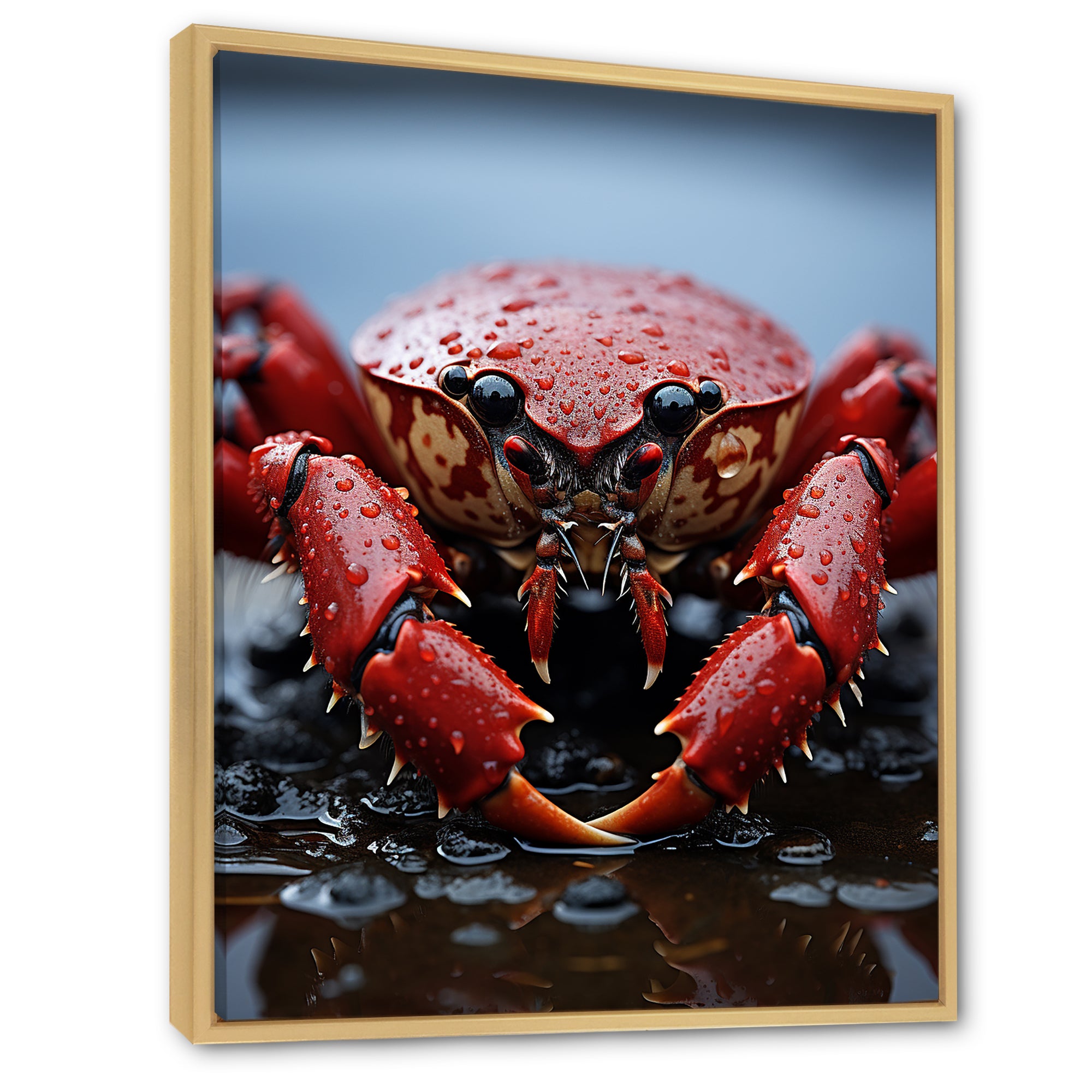 Coral Grey Lobster Portrait Vibrant - Lobster Living Room Wall Art