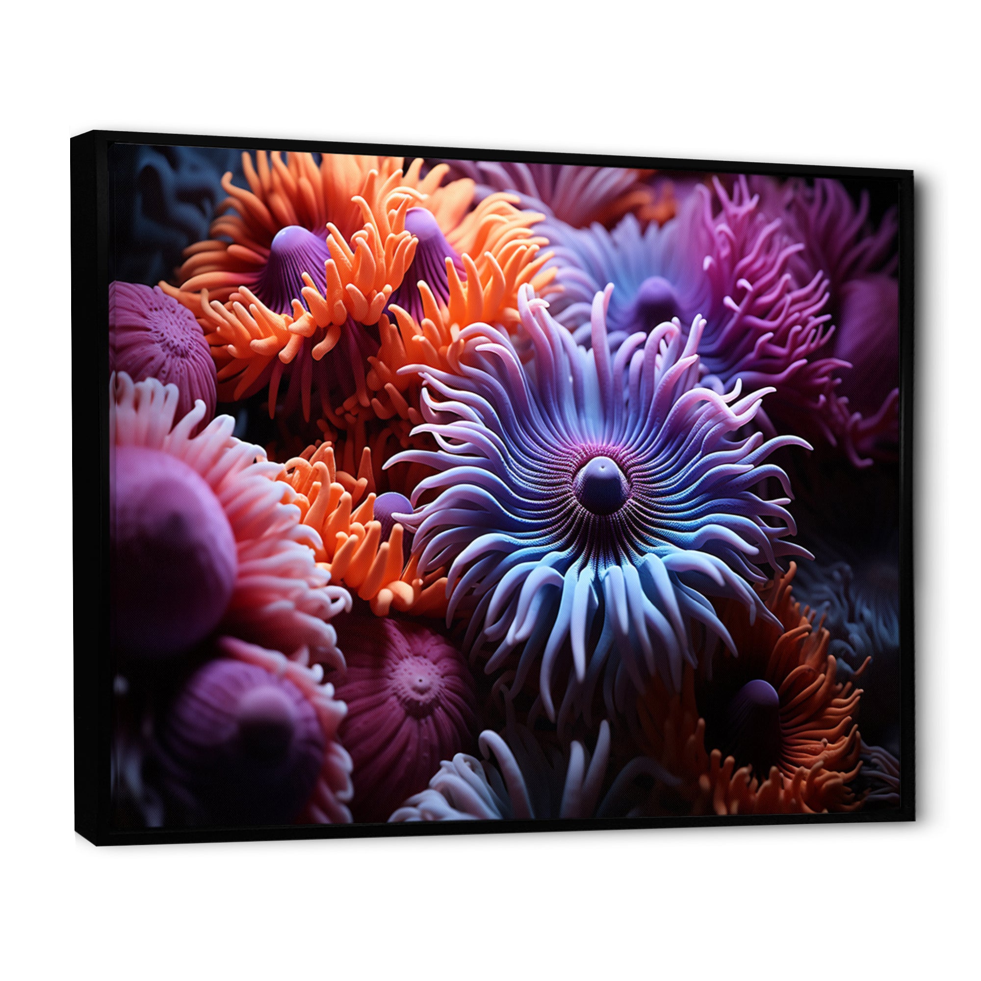 Purple Coral Marine Animals Harmony - Marine Animals Framed Canvas Art