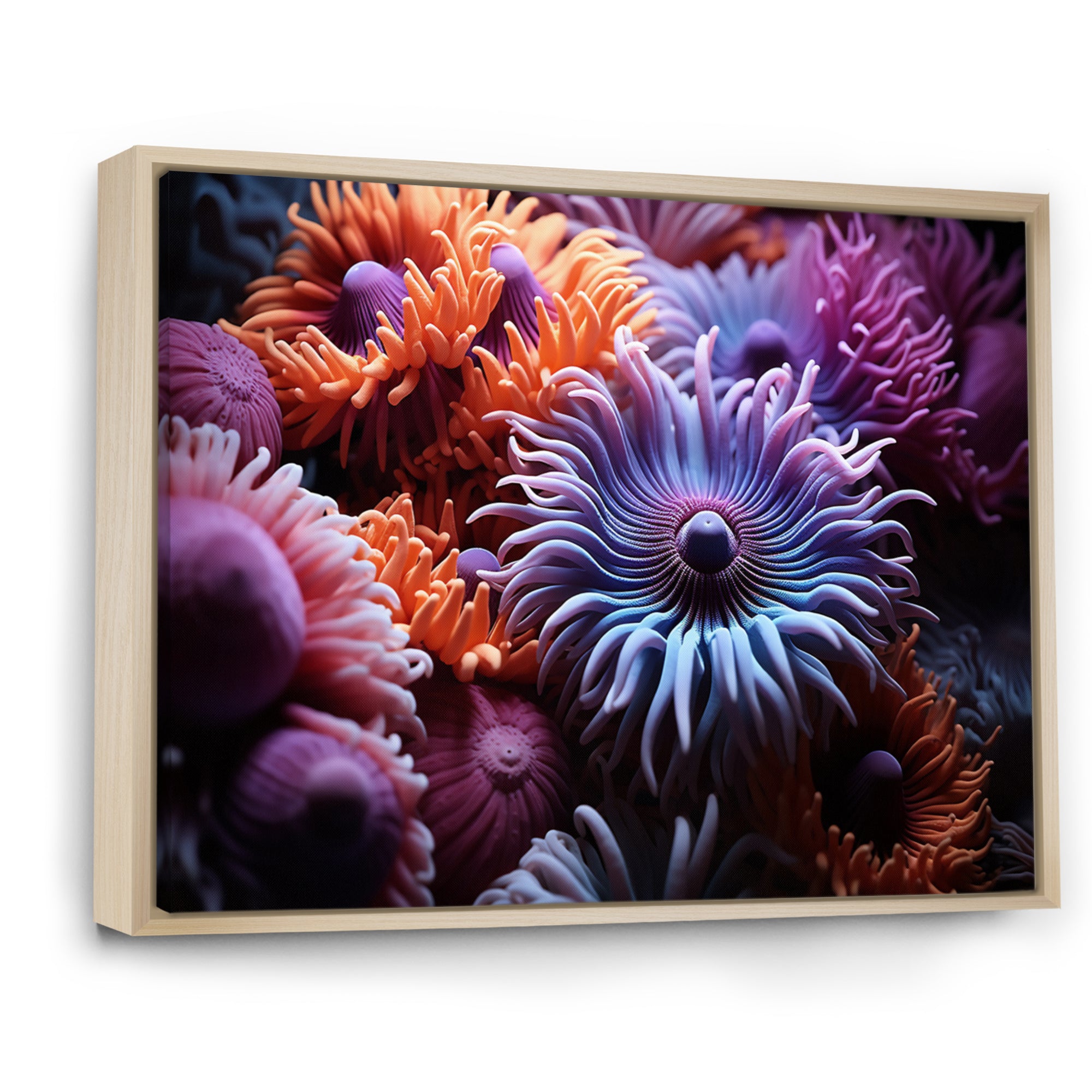 Purple Coral Marine Animals Harmony - Marine Animals Framed Canvas Art