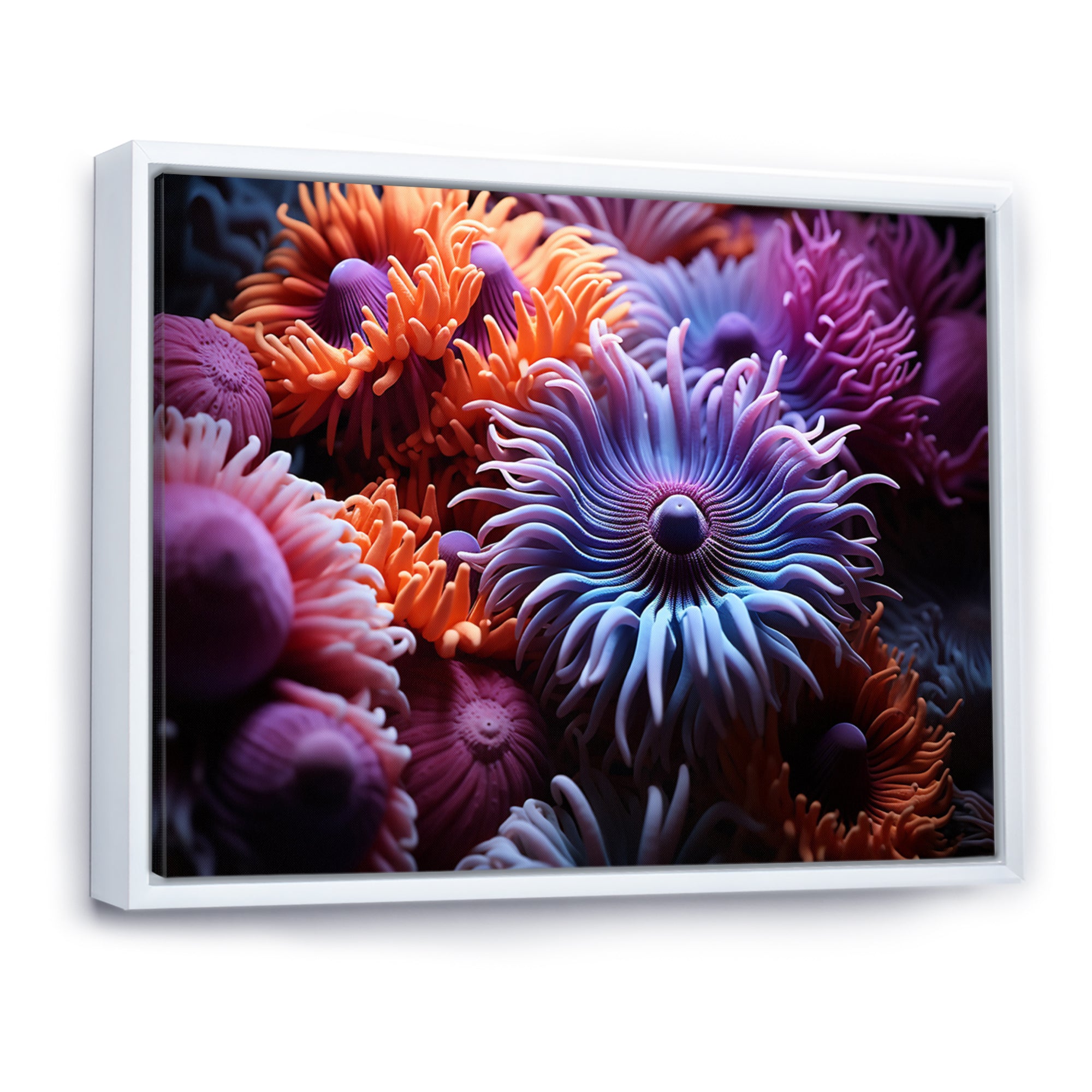 Purple Coral Marine Animals Harmony - Marine Animals Framed Canvas Art
