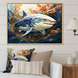 Grey Orange Shark Harmony - Marine Animals Wall Art Prints
