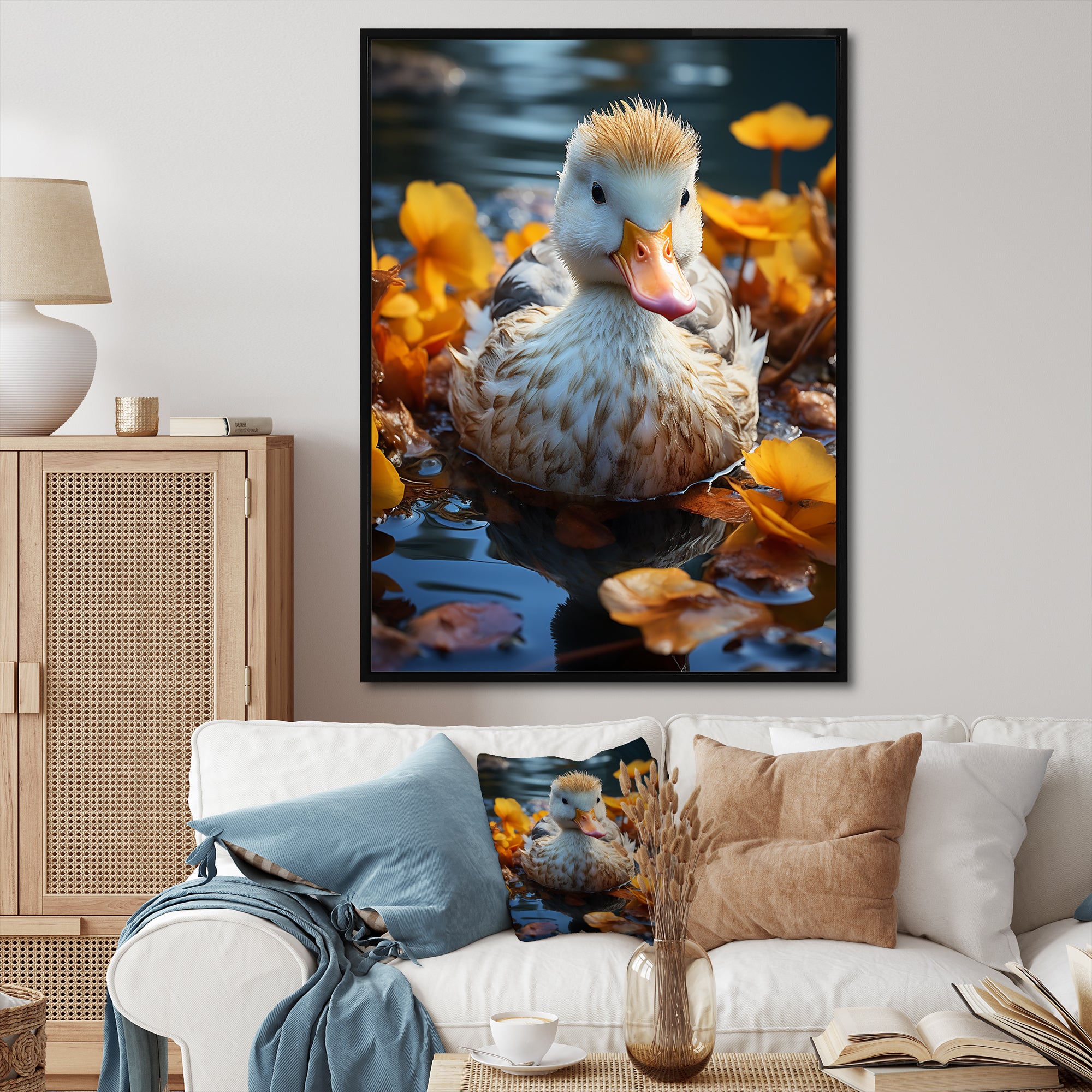 Yellow White Marine Animals Portrait - Yellow Marine Animals Wall Art