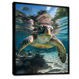 Green Teal Turtle Portrait Stunning - Green Marine Animals Wall Art