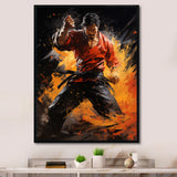 Orange Red Martial Art Abstract Impact - Martial Arts Canvas Wall Art
