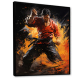 Orange Red Martial Art Abstract Impact - Martial Arts Canvas Wall Art