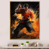 Orange Red Martial Art Abstract Impact - Martial Arts Canvas Wall Art