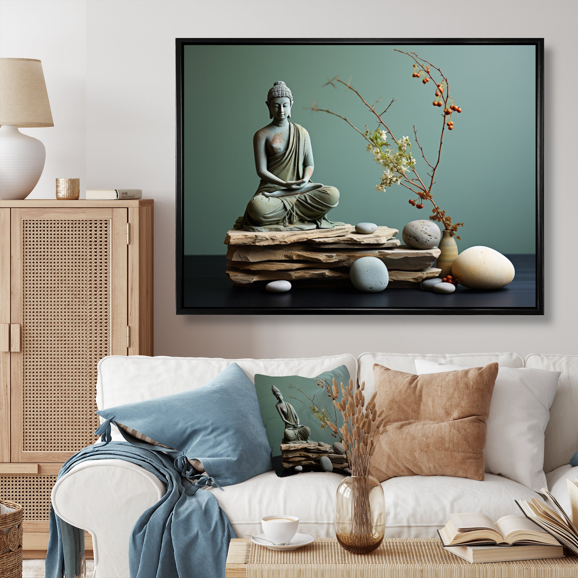 Grey Green Meditation Abstract Serenity I - Martial Arts Canvas Wall Art