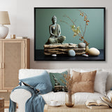 Grey Green Meditation Abstract Serenity I - Martial Arts Canvas Wall Art
