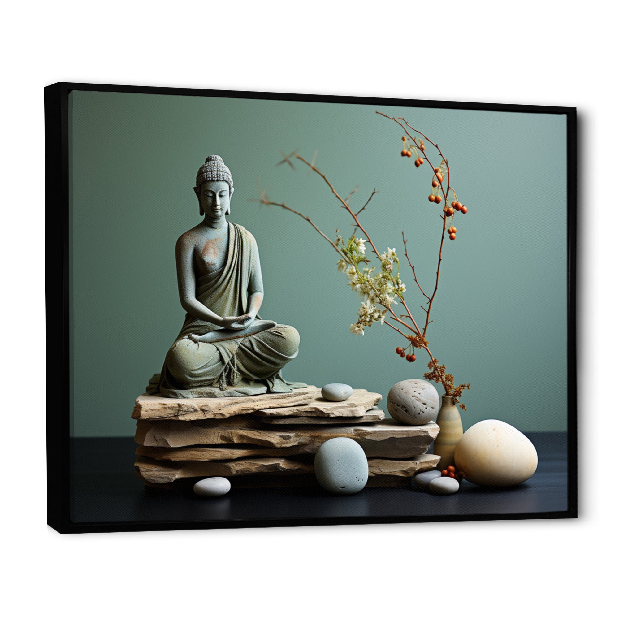 Grey Green Meditation Abstract Serenity I - Martial Arts Canvas Wall Art