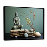 Grey Green Meditation Abstract Serenity I - Martial Arts Canvas Wall Art