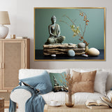 Grey Green Meditation Abstract Serenity I - Martial Arts Canvas Wall Art