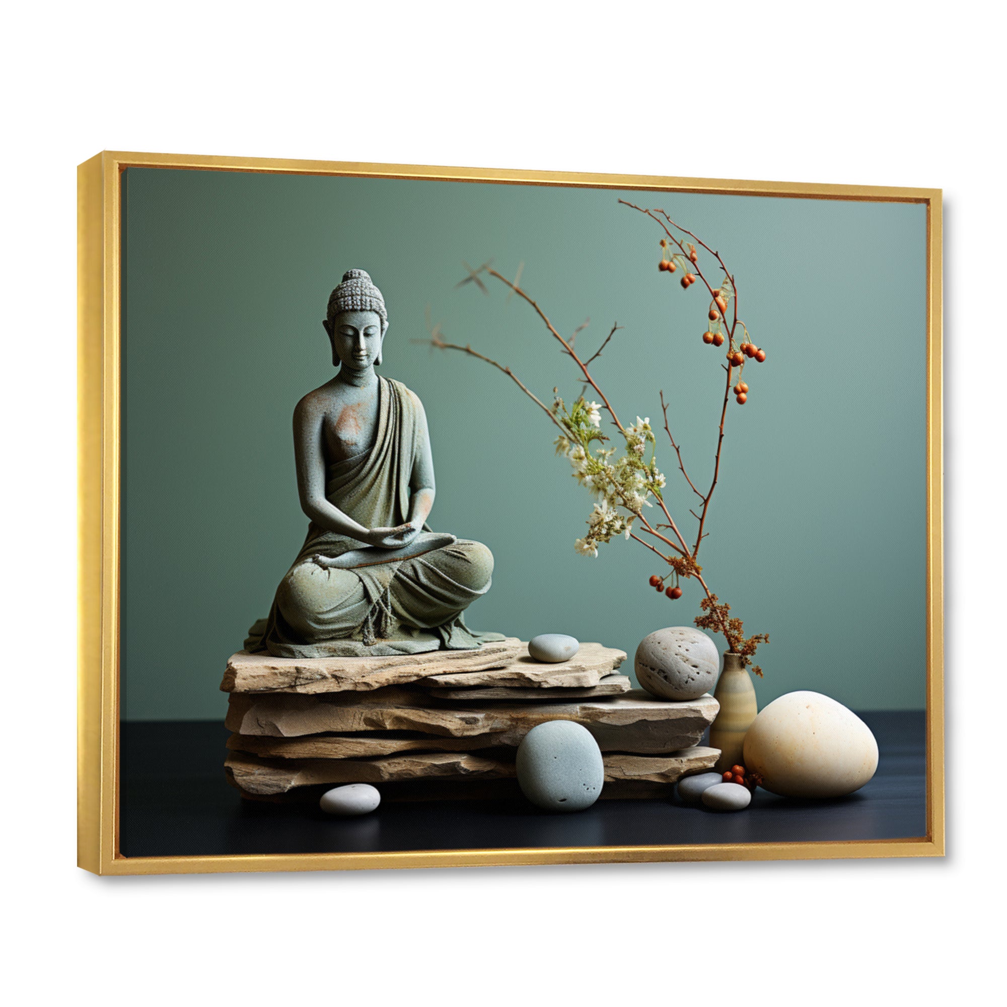 Grey Green Meditation Abstract Serenity I - Martial Arts Canvas Wall Art