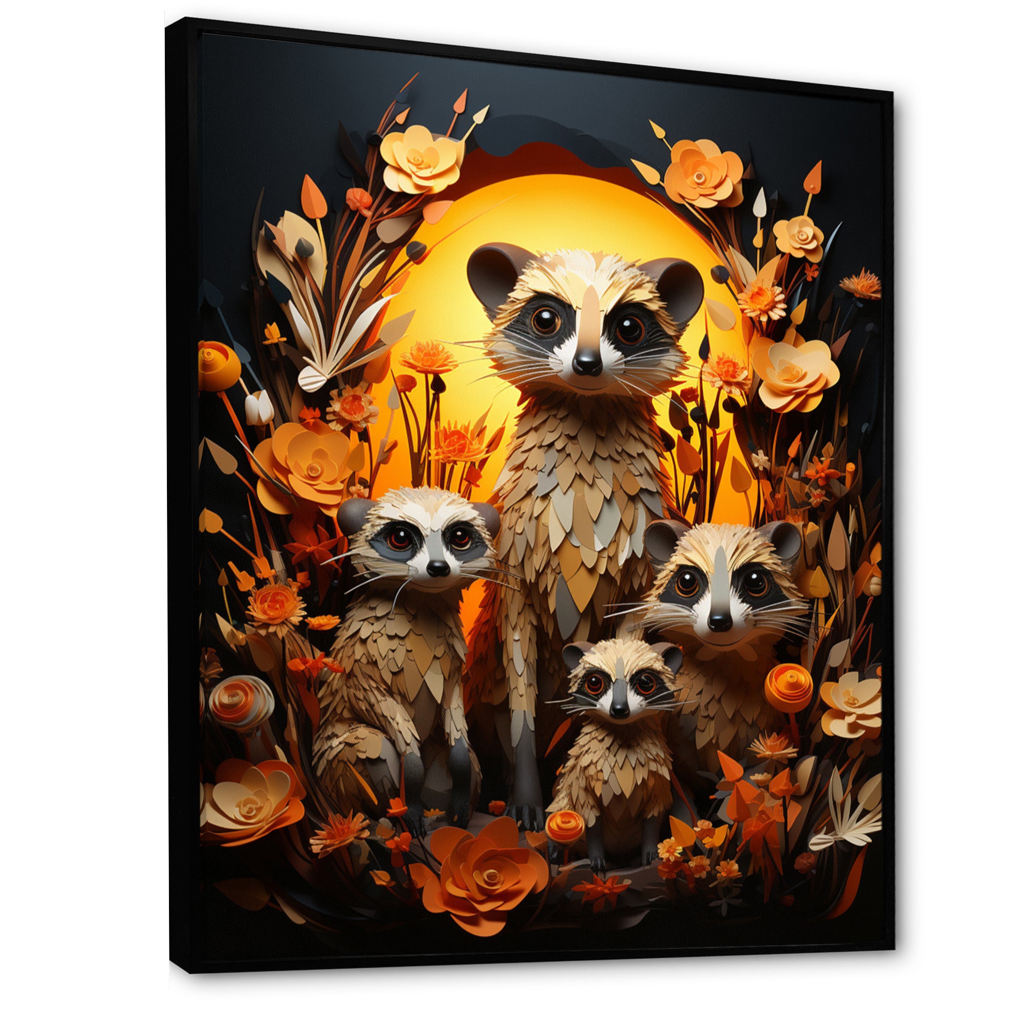 Orange Black Meercat Community Papercut - Orange Meercat Wall Art