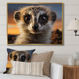 Brown Peach Meercat Portrait - Meercat Framed Canvas Art