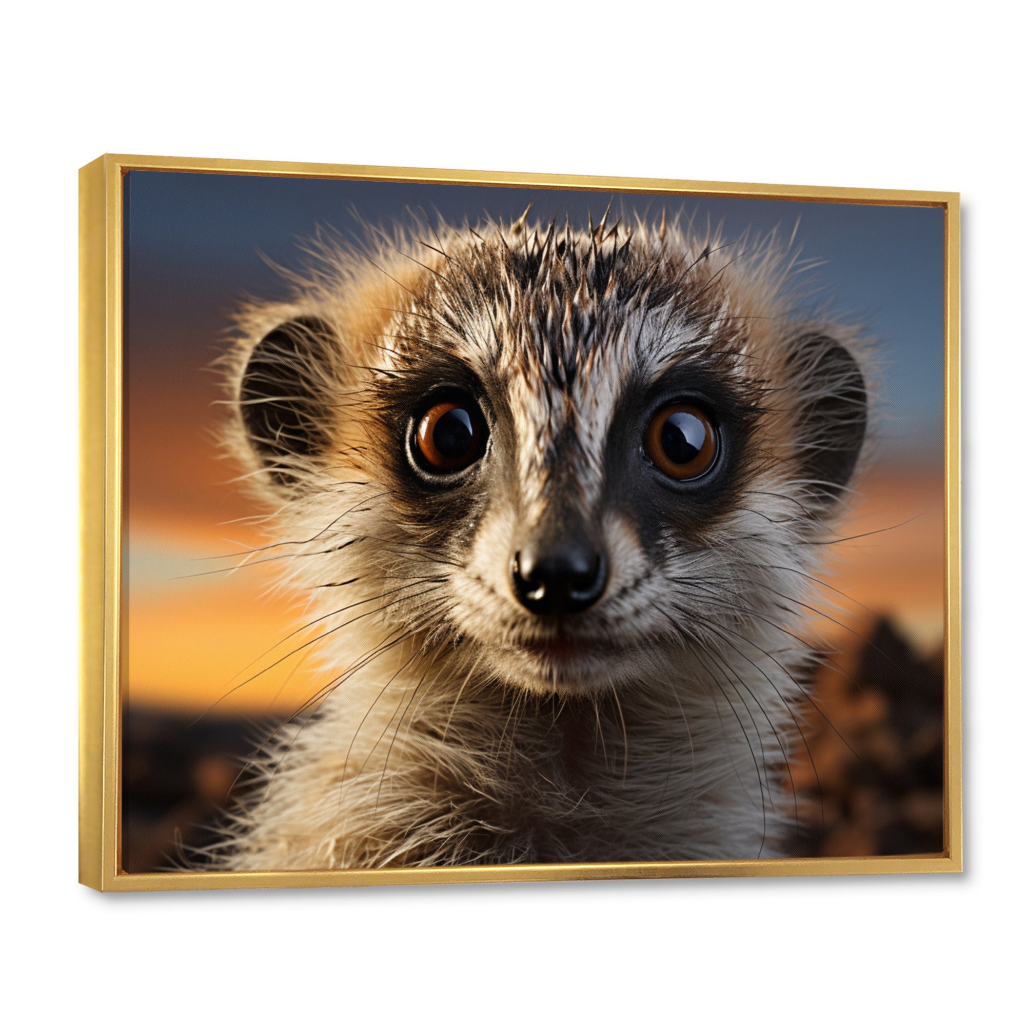 Brown Peach Meercat Portrait - Meercat Framed Canvas Art