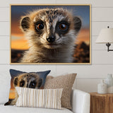 Brown Peach Meercat Portrait - Meercat Framed Canvas Art