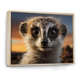 Brown Peach Meercat Portrait - Meercat Framed Canvas Art