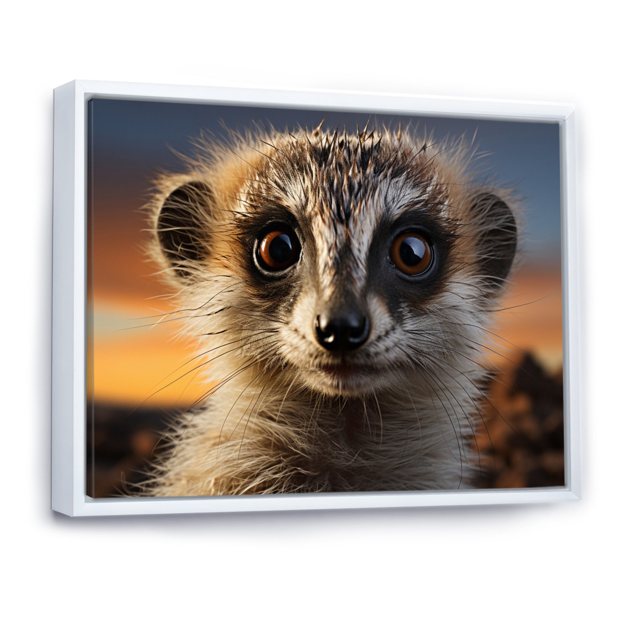 Brown Peach Meercat Portrait - Meercat Framed Canvas Art