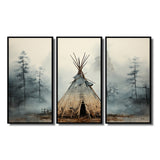 Grey Native Tipi Whispers Of Spirit - Canvas Multipanels Set of 3