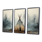 Grey Native Tipi Whispers Of Spirit - Canvas Multipanels Set of 3