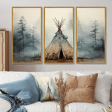 Grey Native Tipi Whispers Of Spirit - Canvas Multipanels Set of 3
