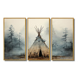 Grey Native Tipi Whispers Of Spirit - Canvas Multipanels Set of 3