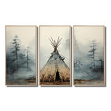 Grey Native Tipi Whispers Of Spirit - Canvas Multipanels Set of 3