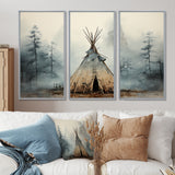 Grey Native Tipi Whispers Of Spirit - Canvas Multipanels Set of 3