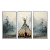 Grey Native Tipi Whispers Of Spirit - Canvas Multipanels Set of 3