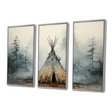 Grey Native Tipi Whispers Of Spirit - Canvas Multipanels Set of 3