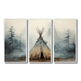 Grey Native Tipi Whispers Of Spirit - Canvas Multipanels Set of 3