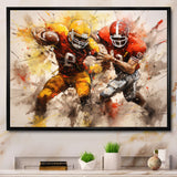 Yellow Football Abstract Blitz I - Football Canvas Wall Art