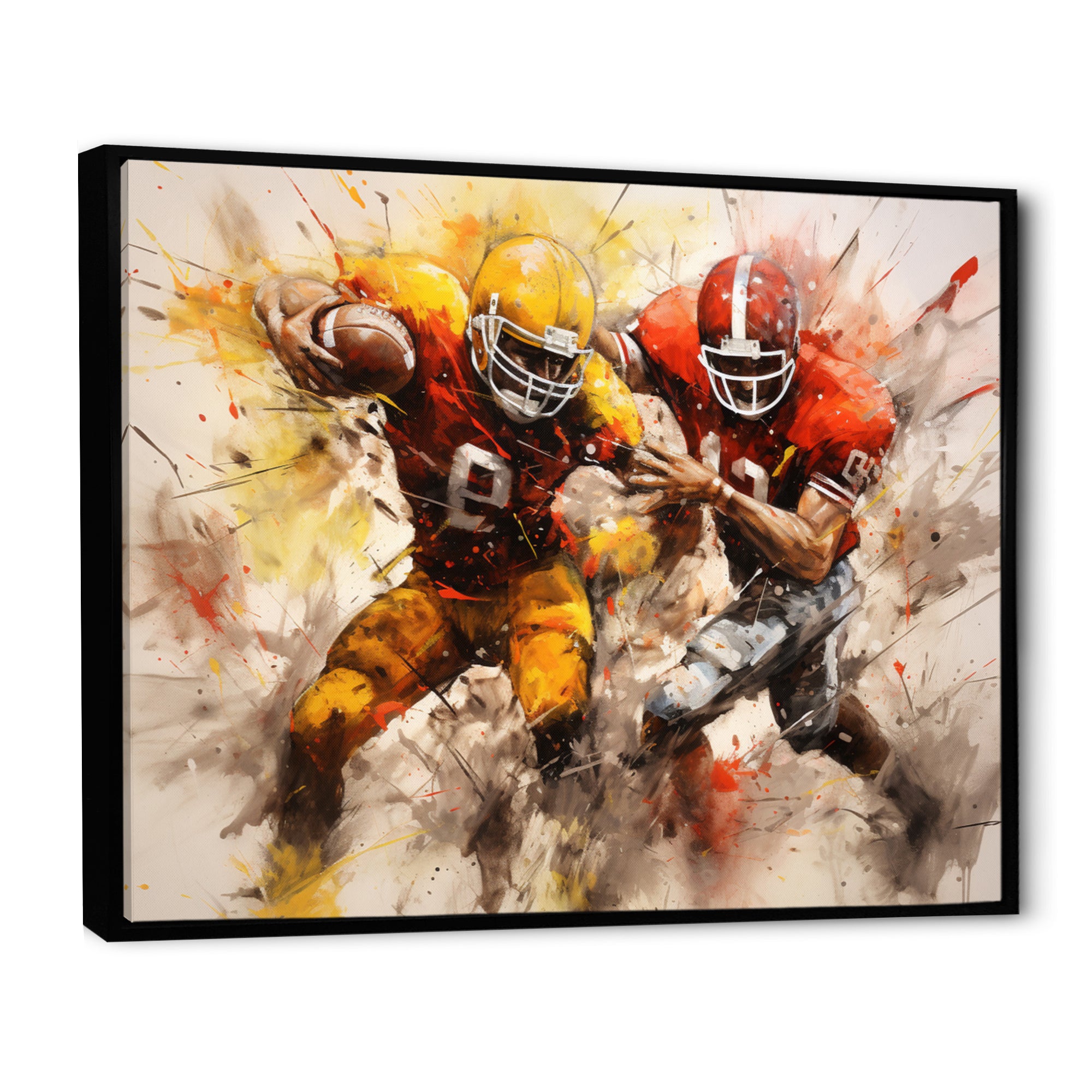Yellow Football Abstract Blitz I - Football Canvas Wall Art
