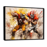 Yellow Football Abstract Blitz I - Football Canvas Wall Art