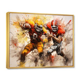 Yellow Football Abstract Blitz I - Football Canvas Wall Art