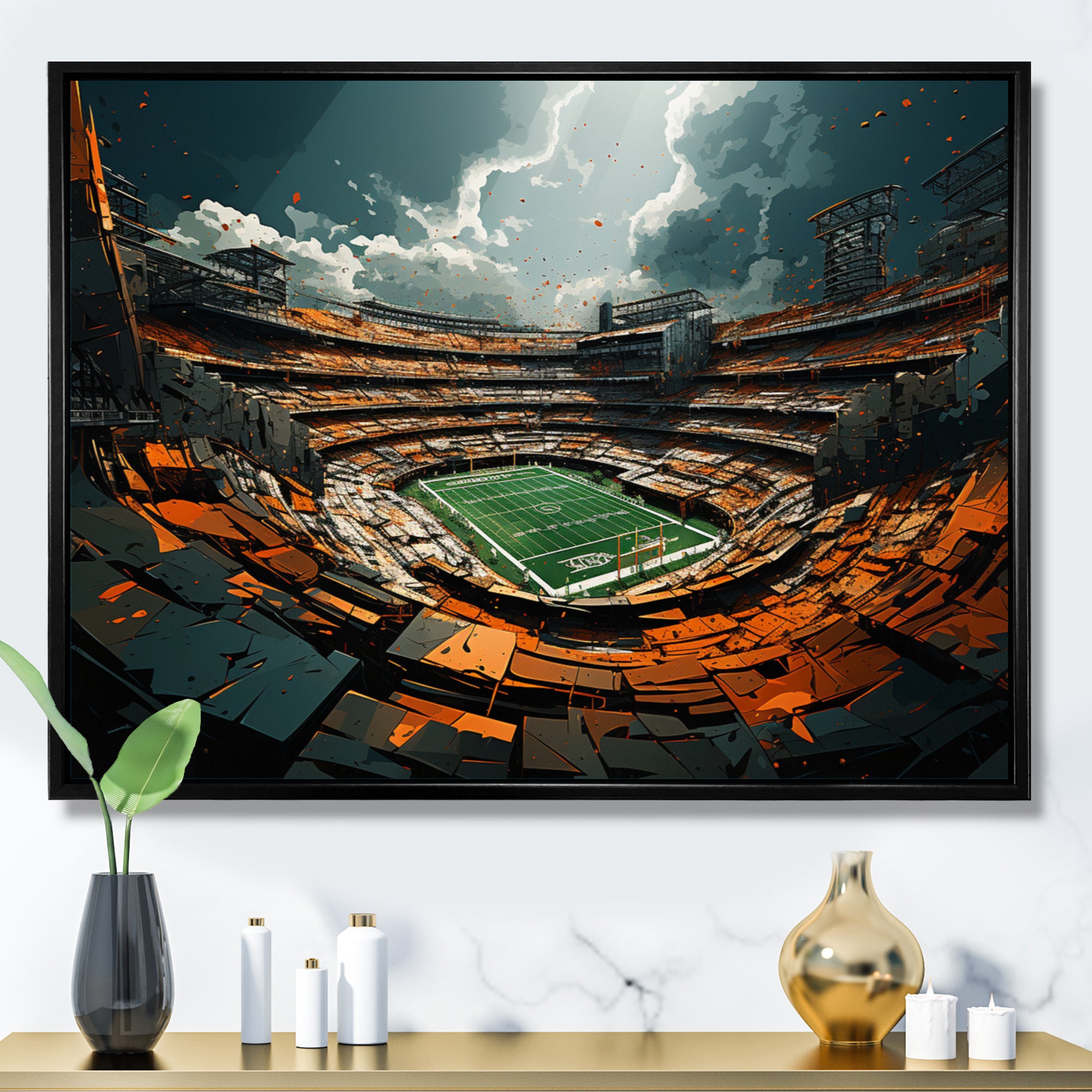 Green Football Abstract Stadium - Football Canvas Wall Art
