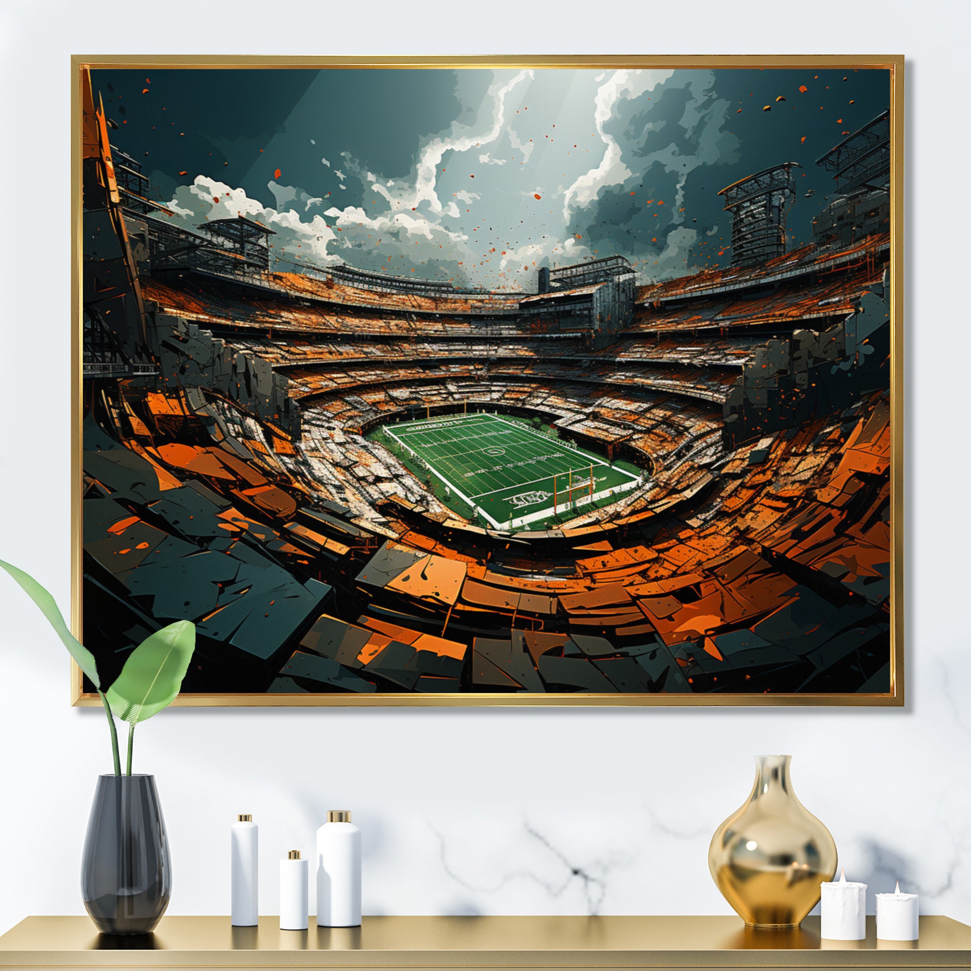 Green Football Abstract Stadium - Football Canvas Wall Art