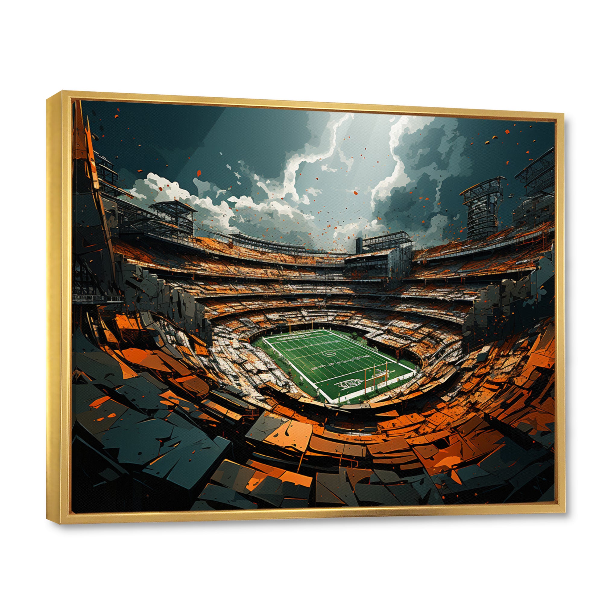 Green Football Abstract Stadium - Football Canvas Wall Art
