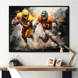 Orange Football Abstract Victory - Football Canvas Wall Art