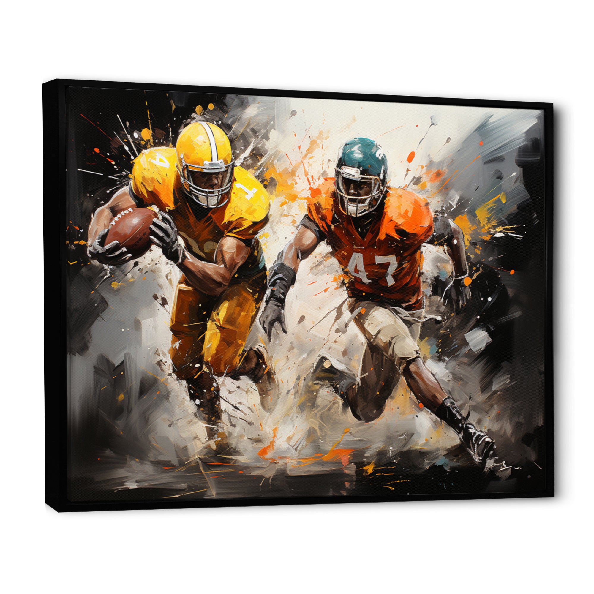 Orange Football Abstract Victory - Football Canvas Wall Art