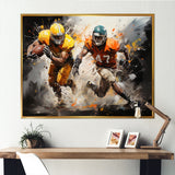 Orange Football Abstract Victory - Football Canvas Wall Art