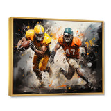 Orange Football Abstract Victory - Football Canvas Wall Art