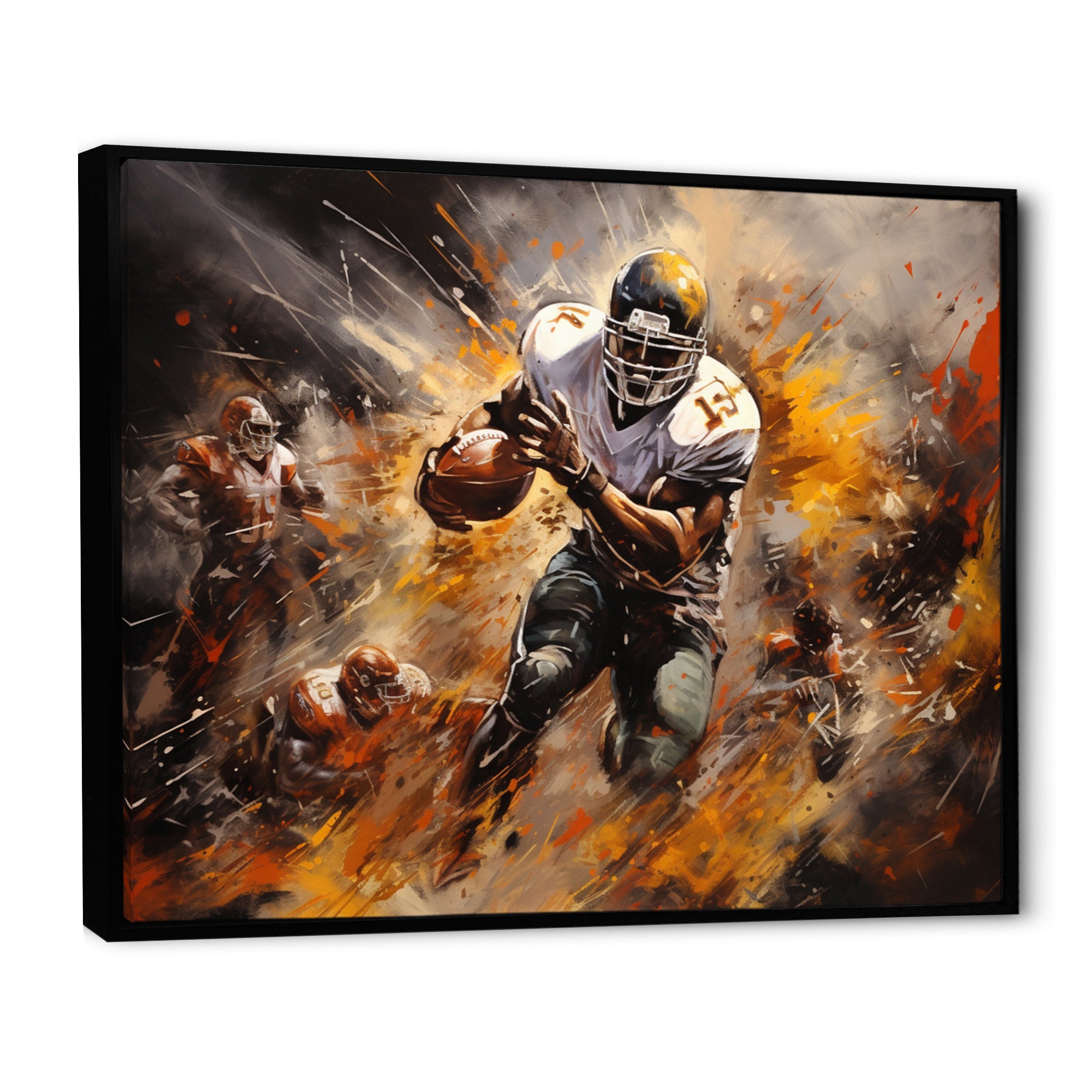 Yellow Football Abstract Victory - Football Canvas Wall Art
